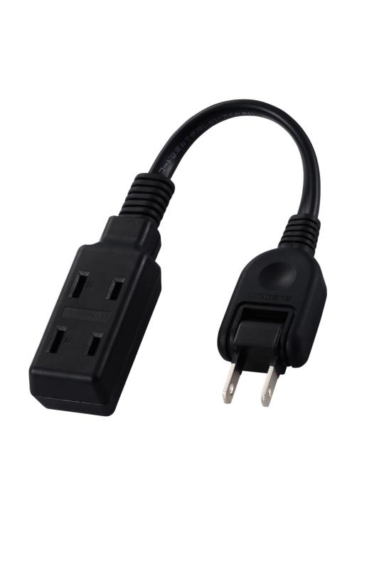 エレコム 電源タップ 延長コード 3個口 1m スイングプラグ 極性対応 (N極対応) PSE技術基準適合 ブラッ..