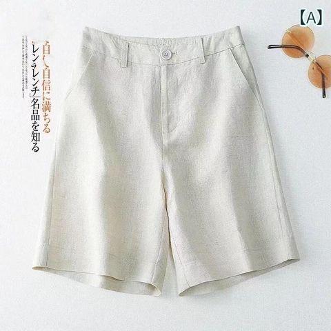 Other - レディース 夏用 短パン ハーフパンツ ワイドレッグ ストレート ハイウエスト コットン風 ポリエステル 薄手 微弾性 通勤 気質 ポケット 切り替え 軽量 吸湿速乾 白 イエロー グリーン ブルー テラコッタ ベージュ M L XL 2XL 3XL サ