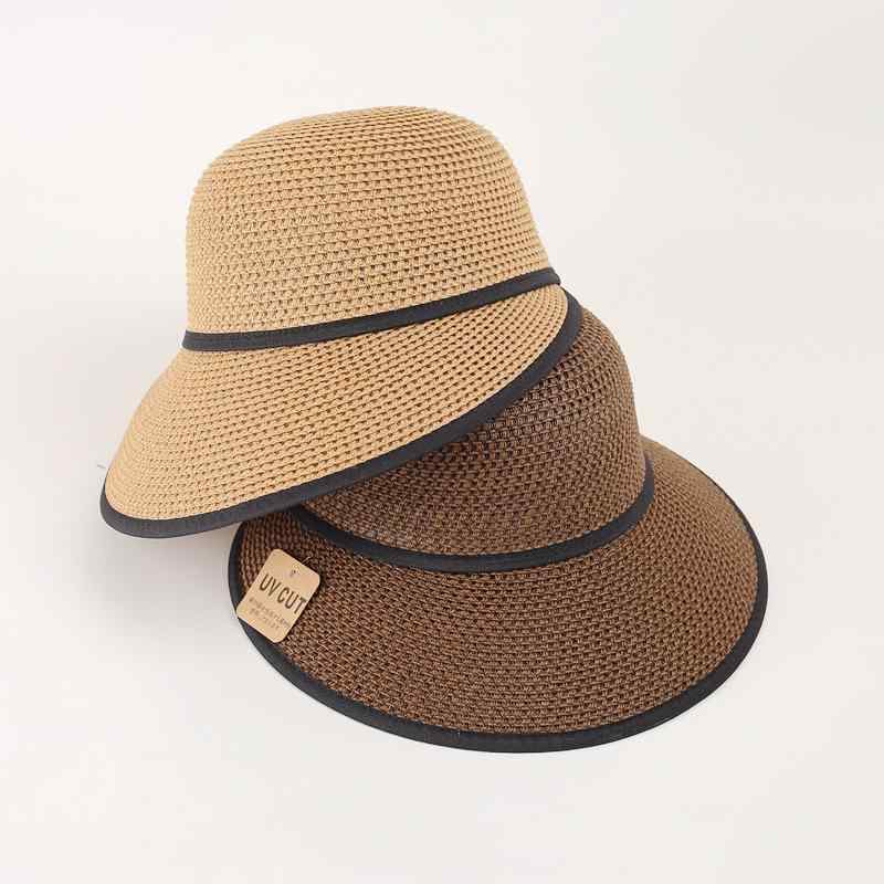 Panama Hats - 帽子 女性用 春夏 草編み キャップ 透気性 紫外線カット 防風 遮陽 調整可能 丸型トップ 大つば 深ブラウン キャメル アプリコット 紙素材 手編み シンプル ファッション 通勤 外出 日常使い 軽量 百搭