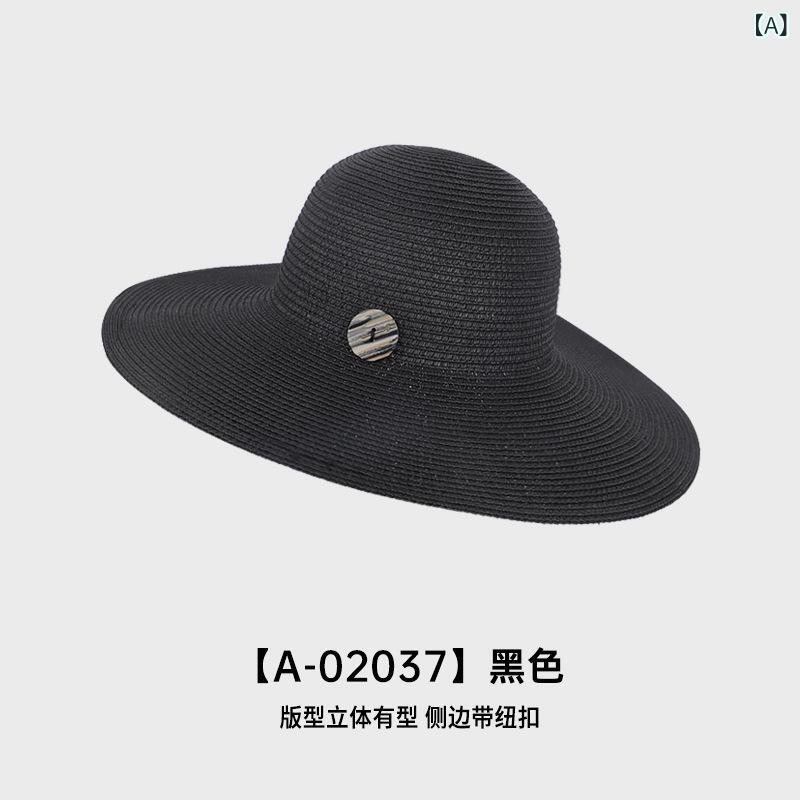 ・カテゴリ: 草帽・帽頂スタイル: 円頂・帽檐スタイル: 大檐・カラー展開: ブラック、カーキ、ベージュ、ブラウン・サイズ展開: 調整可能（54-58cm）・機能: 防晒、速乾、通気、遮陽・スタイル: 百搭、極簡、レジャー、ファッションOL、シンプル、ヨーロッパ、アメリカ、高級感・素材: 紙草・スタイル分類: ファッション通勤・加工: 刺繍