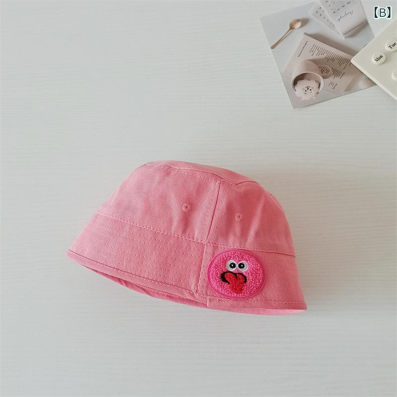 キッズ ベビー 漁夫帽子 かわいい 糖果色 水桶帽 子供用 帽子 ピュアカラー キャンディカラー 鮮やか ビビッドカラー ブルー ピンク ベージュ イエロー グリーン ビッグブリム 大檐 フラットトップ 平頂 防紫外線 防風 透気性 通気 軽量 保護 夏 3