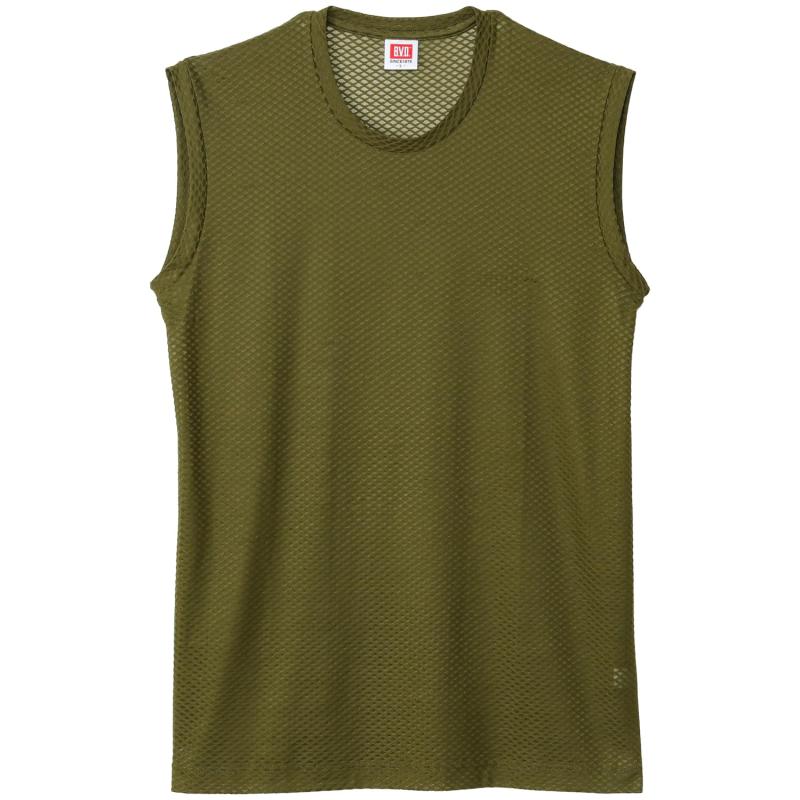 [ビー・ブイ・ディ] ミニマリスト メンズ インナーシャツ クルーネックスリーブレス 通気性 エアーメッ..