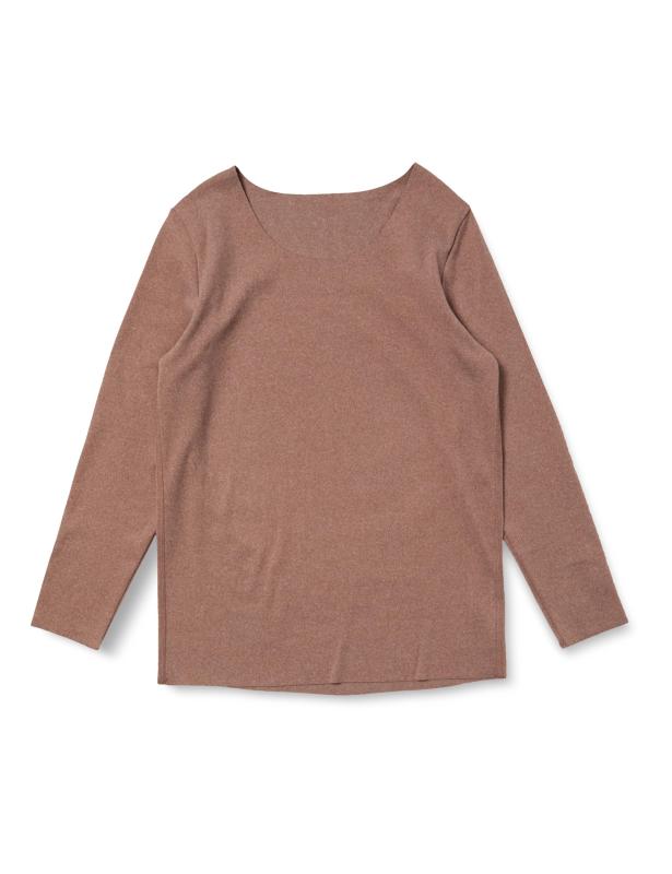 [Airin] アンダーシャツあたたか工場 両起毛素材 フリーカット ラウンドネック長袖インナー 襟ぐりせまめ 重ね着インナー 561レディース