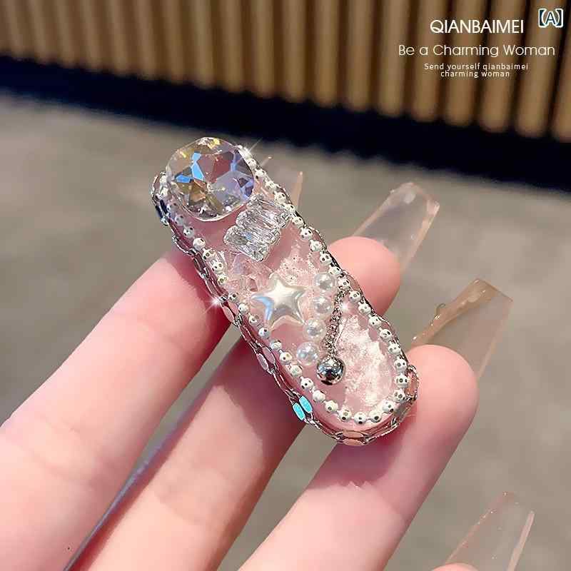 ヘアアクセサリー かわいい ピンク ドーパミンカラー 少女風 サイドクリップ ハーフアップ バングクリップ 発簪 甘め ヘアピン 星型 デザイン ピンク水晶 星型 真珠 装飾 ハンドメイド 軽量 柔らか素材 清新 スタイル 韓流 トレンド ヘアピン 2個
