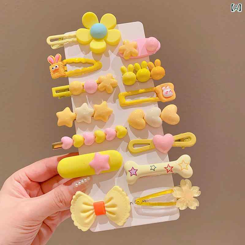 女の子 ヘアアクセサリー 蝶結 発簪 かわいい プリンセス スタイル 碎髪 クリップ 春夏 黄色 緑 ピンク 紫 青 花柄 アクリル素材 軽量 クリア 新鮮 甘い 女児 ヘッドピース