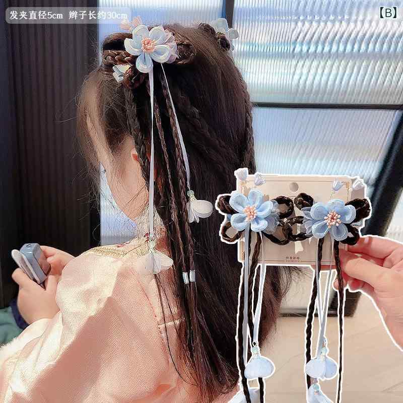 子供用 女の子 花朵 ヘアアクセサリー かわいい ピンク ブルー パープル フラワーモチーフ 流蘇 アクセサリー ヘアクリップ ヘアピン 民族風 復古 スタイル 3歳以上 女児 ヘッドドレス 立体 装飾 合金 素材 独立 包装 3