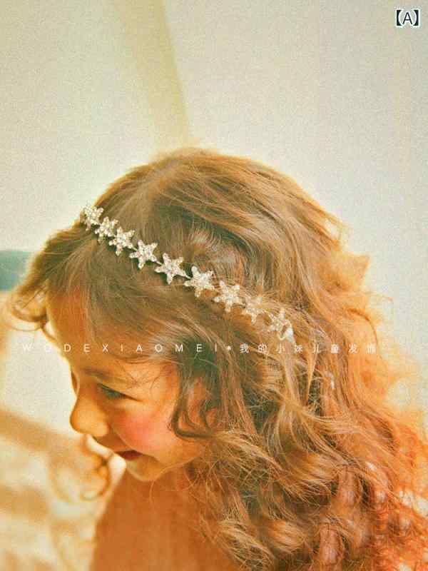 女の子 ヘアアクセサリー キッズ 頭飾 韓国風 水晶 星形 蝶結 リボン ヘアバンド 頭箍 かわいい プリンセス スタイル 銀色 金属 3歳以上 子供 誕生日 ギフト 春夏 軽量 日常使い