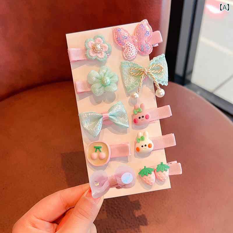 キッズ 女の子用 ヘアクリップ 発卡 子供 かわいい カードゥーン 毛绒 動物 花柄 蝶結 リボン 星 ハート 果物 布地 セット 春 ピンク 赤 オレンジ 青 ローズ かわいい 子供髪飾り