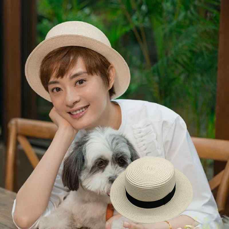 Spain （Clubs） - 親子 帽子 子供用 メンズ レディース 麦わら帽子 草帽 春夏 秋冬 通年 防晒 遮陽 英伦風 シンプル 赫本風 平頂 短檐 透気性 軽量 紙草 素材 かわいい 甘め スタイル 方格柄 蝶結 リボン ミルクホワイト アイボリー ベージュ カーキ ブラック