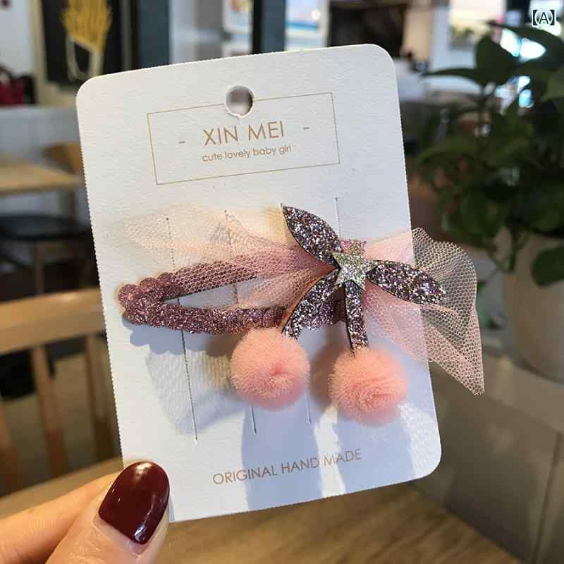Hair Pin, Comb - 子供用 ヘアアクセサリー 女の子 かわいい 発夾 ヘアピン 蝶結 レース 合金 素材 桜桃色 金色 灰色 毛線 球状 デザイン プリンセス 風 誕生日 ギフト 冠型 飾り 日常使い 手作り 仕上げ 軽量 シンプル スタイル