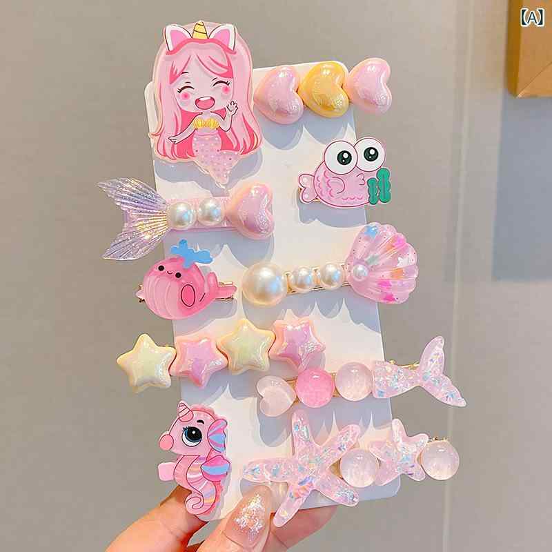 女の子 子供 キッズ ヘアアクセサリー 美人魚 プリンセス ヘアクリップ 発夾 サイドクリップ 前髪 バングス 整理 フィッシュテール 魚尾 アクセ かわいい デザイン 3-6歳 6-10歳 10歳以上 秋冬 カラフル ブルー ピンク イエロー パープル