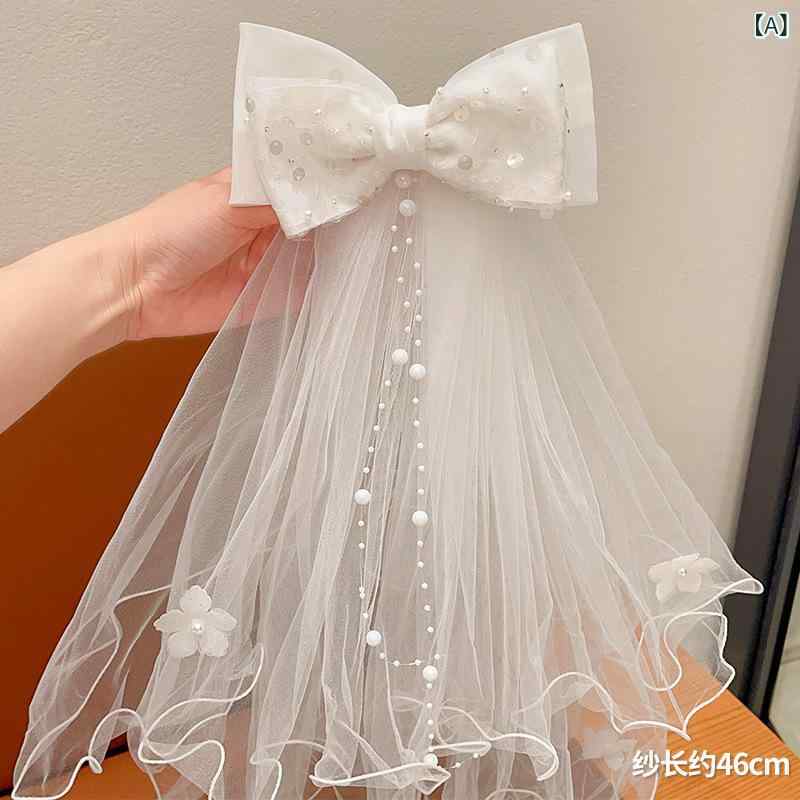 子供用 ヘッドドレス 女の子 花ガール ヘアアクセサリー 蝶結び 発光 レース 網纱 かわいい シンプル スタイル 3歳以上 6歳以上 10歳以上 春季 プリンセス シリーズ 散装 パッケージ 手作り 加工 珍珠 ピンク アイボリー ホワイト セレブ ガ 2