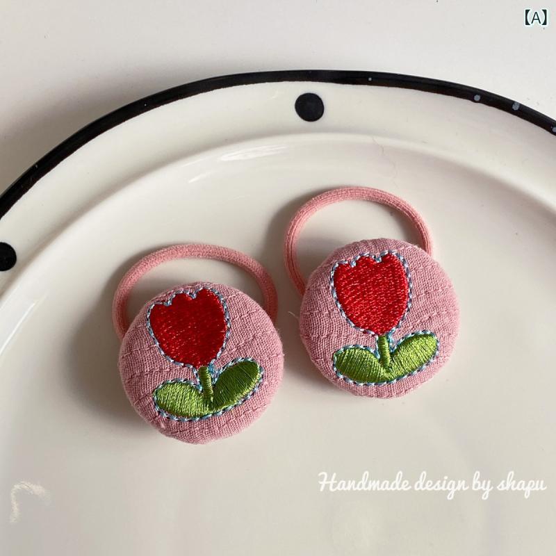 女児用 髪飾り 布製 ヘアゴム 刺繍 果物柄 かわいい 郁金香 草莓 桜桃 梨 きのこ ヘアクリップ ヘアピン 蝶結び 韓国風 3歳以上 子供用 カラフル ヘアアクセサリー 冬用 親子コーデ