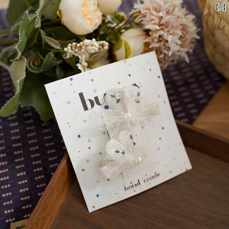 フォークBRの女の子 ヘアアクセサリー かわいい 刺繍 花柄 珍珠 蝶結 ウサ耳 ヘアクリップ ヘアゴム セット 春夏 女児用 頭飾 手作り オリジナルデザイン 波点 幾何学柄 甘め スタイル 普段使い｜アングル2