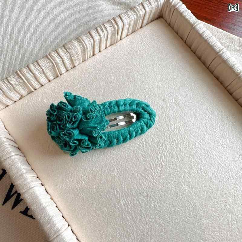 子供用 女の子 発飾 布製 花柄 ヘアクリップ BBクリップ かわいい ピンク パープル グリーン ブラウン プリンセス 3-6歳 6-10歳 通年 軽量 普段使い ヘアアクセサリー 花卉 手作り風