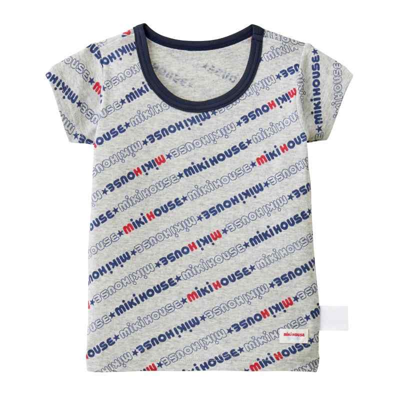 [ミキハウス] Tシャツ 肌着 半袖 総柄 男の子 ベビー キッズ 子供服 抗菌 抗ウイルス 日本製 綿100％ 1..