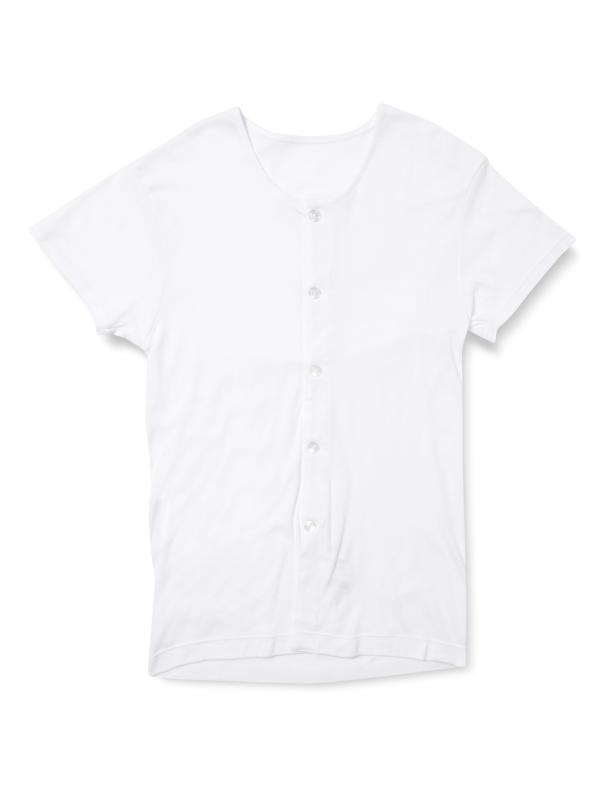 [Airin] アンダーシャツ【紳士】 着やすくて脱ぎやすい 大きめボタン 前開き半袖インナー プラチナ加工 フライス 綿100％メンズ