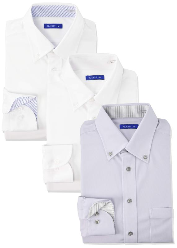 [アトリエサンロクゴ] ニットワイシャツセット 長袖 ニット ワイシャツ ノーアイロン 形態安定 ストレッチ 快適DRY 吸水速乾 多機能Yシャツ 伸縮自在で着心地 メンズ スリム クールビズ