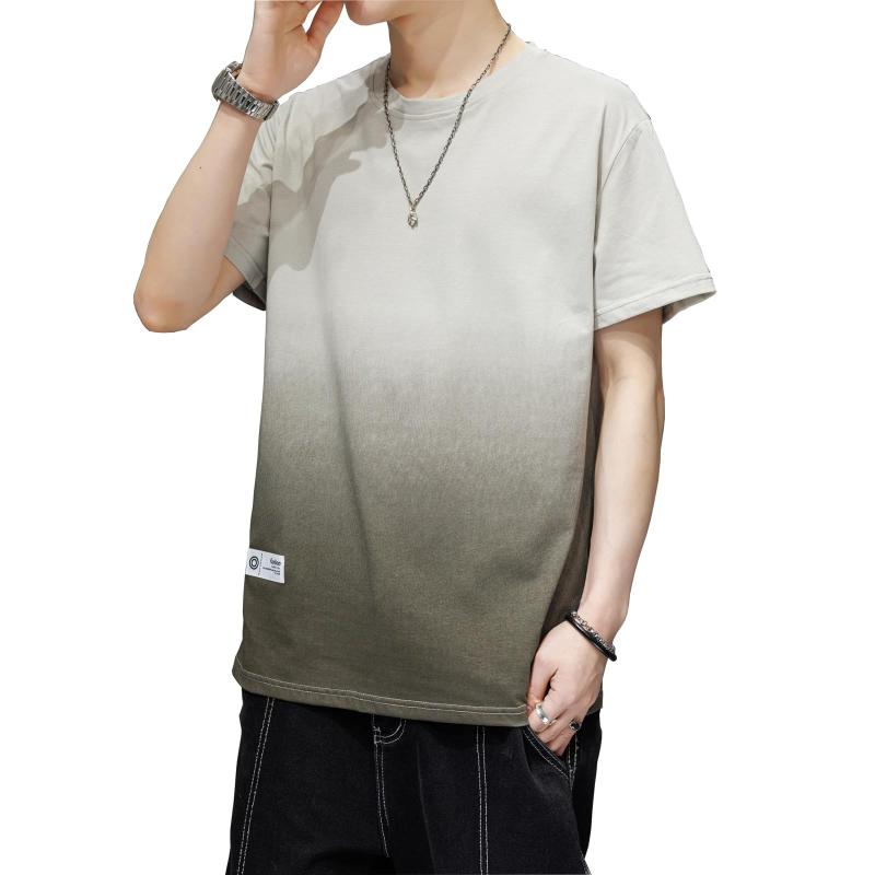 [Goodfeel] 夏服 メンズ tシャツ メンズ 半袖 プリント 綿 大きいサイズ グラデーション 丸襟 柔らかい おしゃれ ファッション 人気 春夏