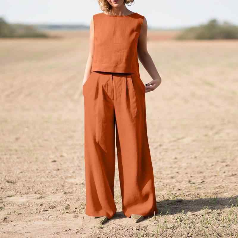 レディース トップス セットアップ 長袖 ワイドパンツ セット 綿麻素材 ゆったりシルエット 気質 通勤風 OLスタイル 切り替えデザイン 長ズボン 秋冬 カラキ ネイビー ミリタリーグリーン ポリエステル 混紡 軽量 伸縮性 日常使い ビジネスカジュア