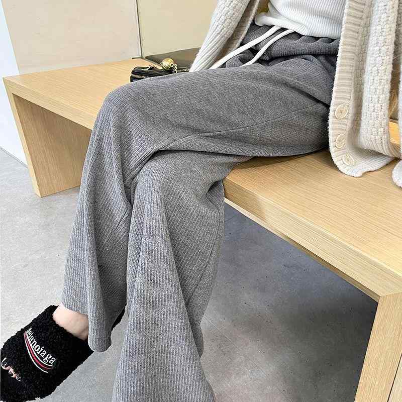 Other - レディース ワイドパンツ グレー ブラック ベージュ キャメル 高腰 ゆったり ロング ストレート シルエット ポリエステル 再生繊維 ミリ弾力 接触冷感 切り替え デザイン ポケット 付き 通勤 普段使い 気質 スタイル 秋冬 シーズン 軽量 伸縮性