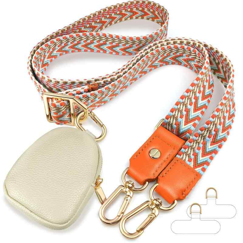 [UKON] 携帯ストラップ 斜め掛けショルダーストラップ 太めのネックストラップ 調節可能 プレミアム オシャレ バック スマホ 落下防止 パッチ2枚付き