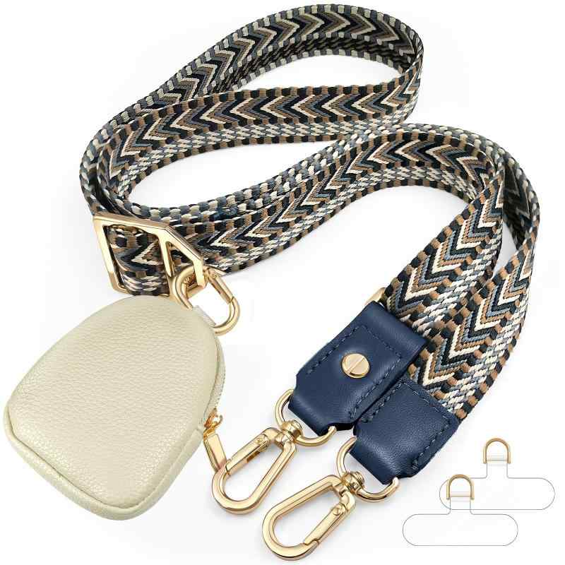 フォークBRの[UKON] 携帯ストラップ 斜め掛けショルダーストラップ 太めのネックストラップ 調節可能 プレミアム オシャレ バック スマホ 落下防止 パッチ2枚付き｜アングル3