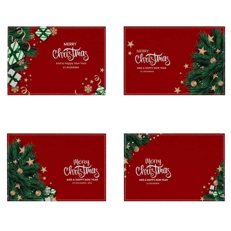 MinniLove ランチョンマット コースター クリスマスツリー柄 断熱パッド 北欧風 リネン 吸水性 厚手断..