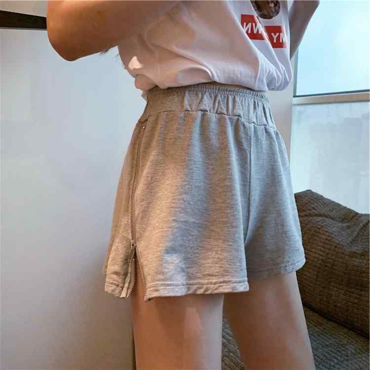 レディース ショートパンツ 春夏 スポーツ ゆったり ハイウエスト Aライン クロップド 熱パンツ クールグレイズ 綿混 伸縮性 軽量 吸湿速乾 普段使い 通勤 通学 黒 グレー 白 カジュアル 女性用 膝上丈 ジッパー 切り替え デイリーウェア