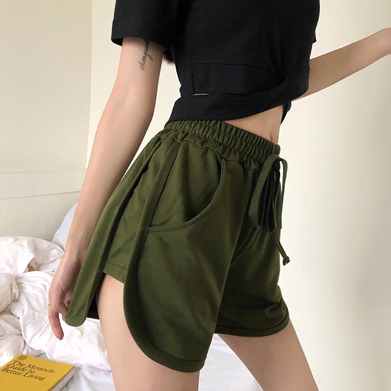レディース ショートパンツ 高腰 綿混紡 薄手 夏 通勤 普段使い 学生向け 気質 純色 クロップド 軽量 伸縮性 ホワイト グリーン ブラック ブルー オレンジ