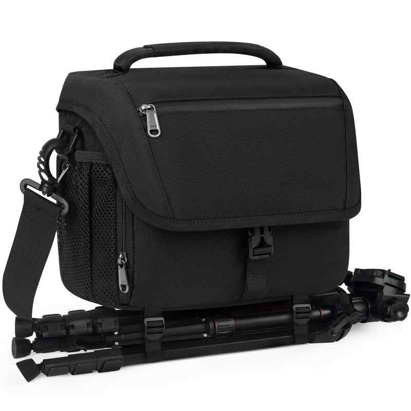 NEWHEY カメラバッグ 防水 カメラケース 一眼レフカメラ適用 ショルダーバッグ 仕切り調整可 レインカバー付き アウトドア 旅行 撮影 山登り ブラック