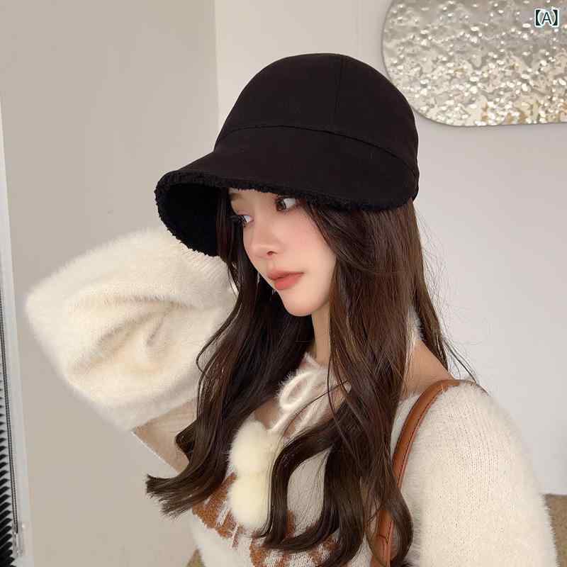 For Women - 秋冬 保暖 毛皮 漁夫帽 メンズ レディース ユニセックス 双面 着用 馬術 スタイル キャップ 鴨嘴 帽子 羊毛 素材 防風 遮陽 機能 黒 米白 深カーキ コーヒー 色 選択 ユニバーサル サイズ 丸頂 曲檐 デザイン 百搭 スタイル 優雅 休間 運