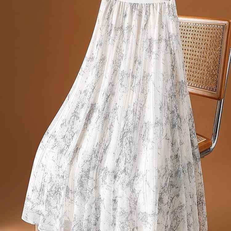 スカート レディース 半身スカート Aライン プリーツスカート チュールスカート 花柄プリント ロングスカート ブラック ベージュ系 ライトグリーン 春夏 軽量 伸縮性 私服 フェミニンスタイル