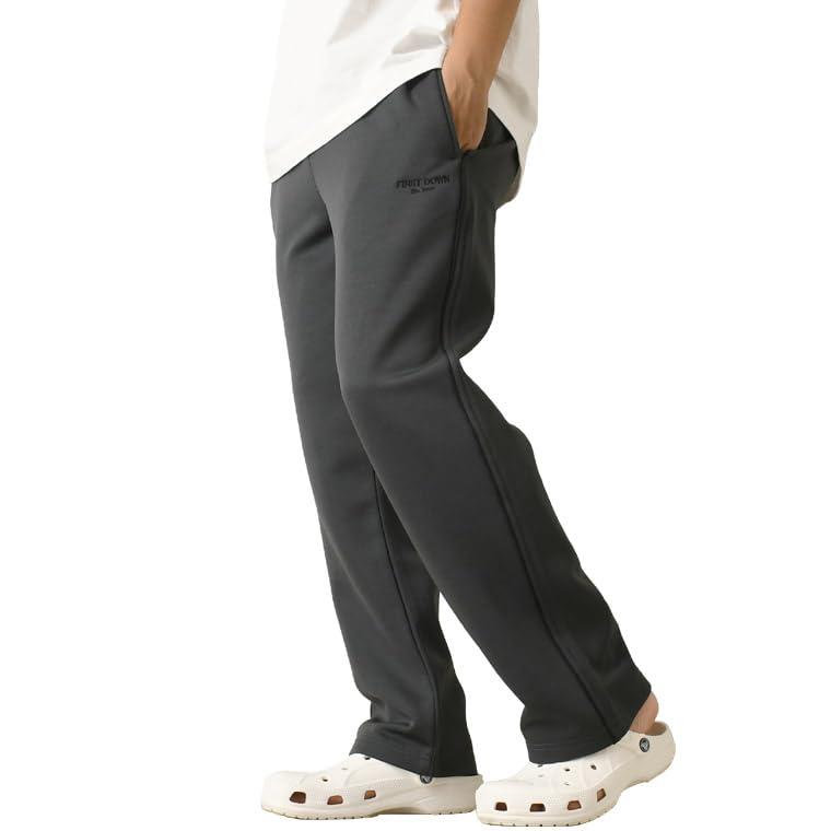 [FIRST DOWN] (ファーストダウン) 裏起毛 ジャージ メンズ 下 ズボン トラックパンツ ブリスター ストレート ワンポイント 刺繍 あったか