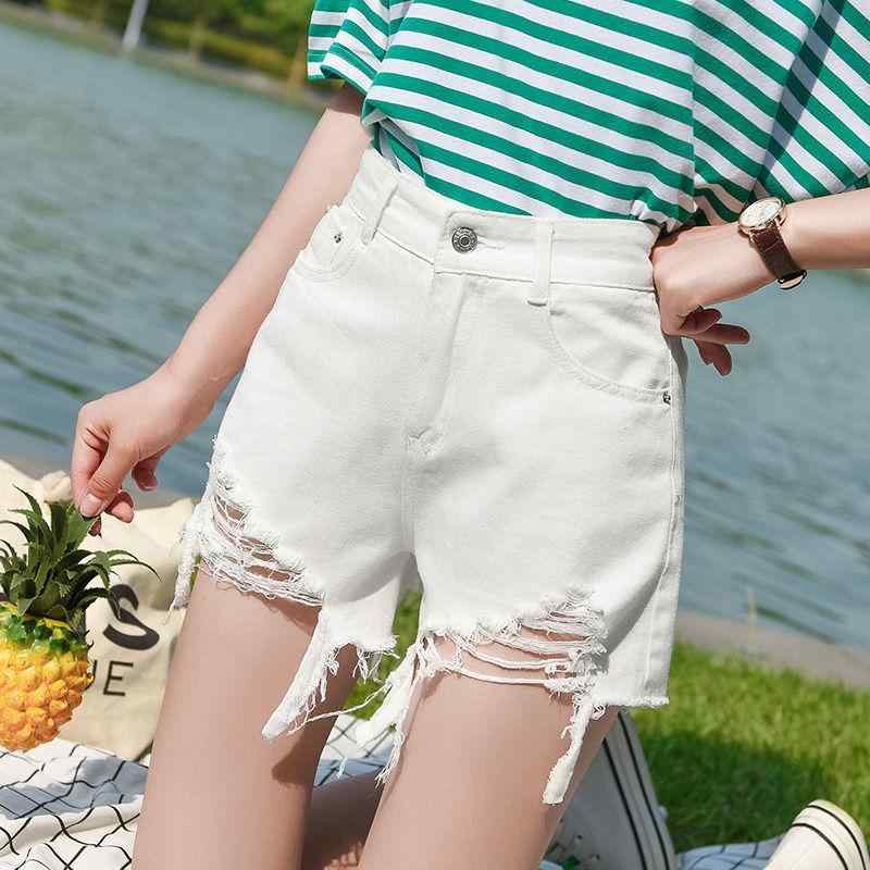 Other - ショートパンツ レディース 夏用 韓国風 デニム 綿 薄手 高腰 ワイドレッグ 破れ加工 毛羽立ち フレア 切り替え 軽量 伸縮性 吸湿速乾 ブラック ホワイト ネイビー ライトブルー かわいい 普段使い 通学 カジュアル