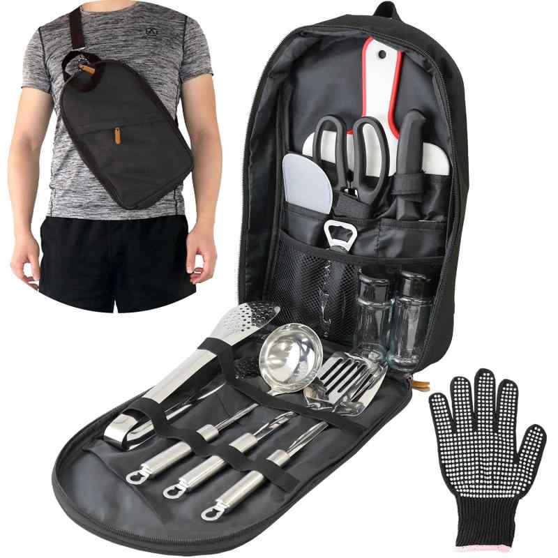 TOBAU トバウ クッキングツール 13点セット 収納バッグ キッチンツール 調理器具 アウトドア キャンプ BBQ