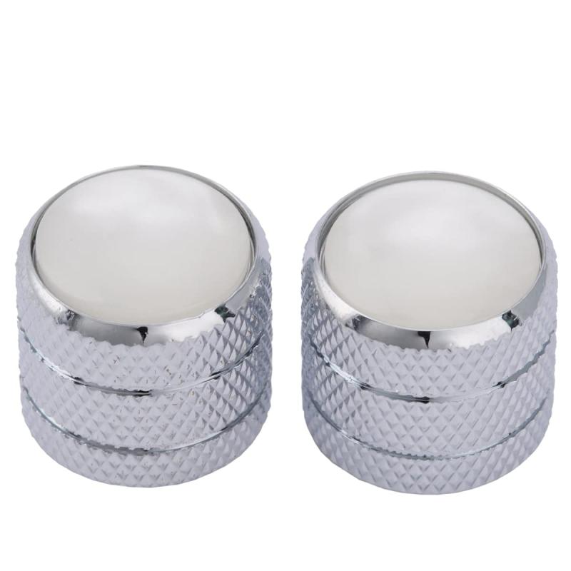 Musiclily Proミリサイズ スチール製ギタードームノブ ホワイトパールトップ インポートフェンダーテレキャスターエレキギター/プレシジョンベース用 （2個セット）