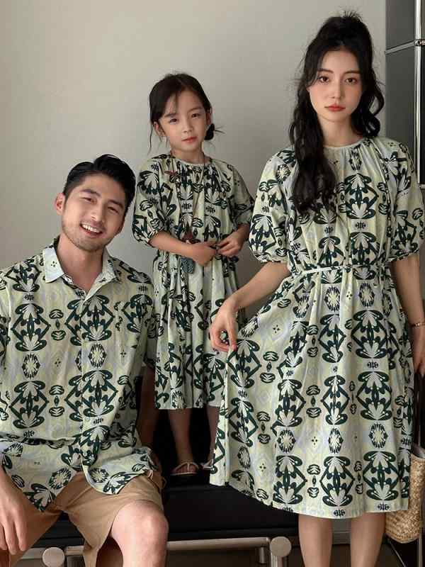 親子 ワンピース 親子装 夏服 綿 100% 柔らかい 花柄 花朵 刺繍 レース ボヘミアン 田園 ピクニック ビーチ セーリング 休暇 日常 かわいい ピンク ベージュ 軽量 通気性 速乾 子ども用 女の子 男の子 家族 セット トップス シャツ ショ