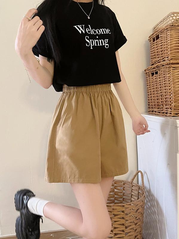 レディース ショートパンツ 夏 韓国風 作業着風 ハーフパンツ 綿 ポリエステル 高...