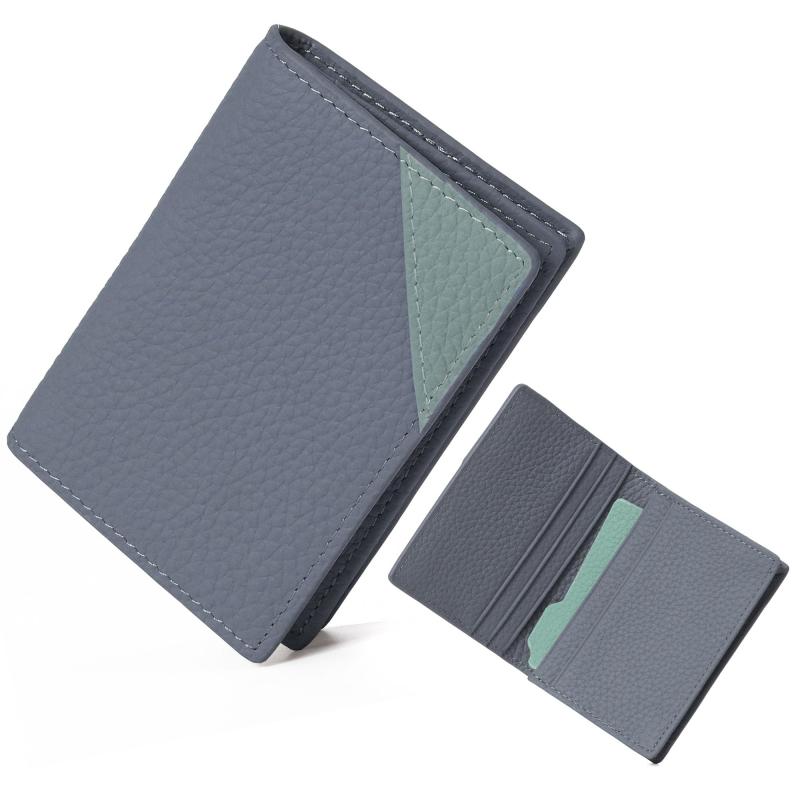 [ブランポム] 本革シボ 名刺入れ バイカラー 牛本革 レザー おしゃれ 二つ折り bp-2018