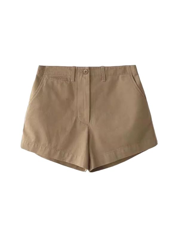 レディース ショートパンツ 熱パンツ ハイウエスト 綿 天竺 ライクラ 混紡 接触冷感 薄手 微弾力 日韓カジュアル シンプル 無地 ポケット 切り替え デザイン 春夏 普段使い 軽量 通勤 通学 白色 ベージュ かわいい 快適 吸湿速乾 ストレッチ