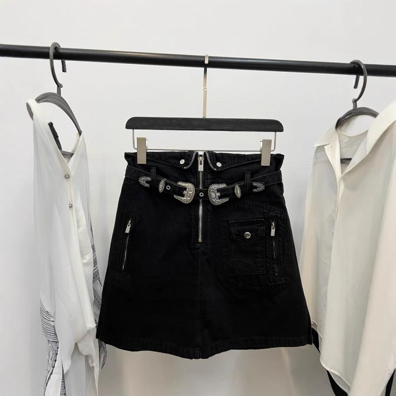 Rakuten - スカート ミディ丈 デニム 半身 女性用 通勤 気質 スタイル Aライン シルエット 工装 ポケット 切り替え デザイン コットン 混紡 再生繊維 素材 中弾性 ストレッチ アイボリー ライト ブルー ブラック カラーバリエーション 軽量 ノンアイロン