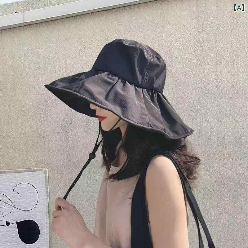大檐帽 メンズ レディース 黒 ピンク系 イエロー ベージュ 漁夫帽 遮陽 防晒 折りたたみ 成形 春夏 通年 アウトドア 旅行 帽子 透気性 アクネロン素材 清新 甘美 自然 韓国風 スタイル 軽量 機能性 形状 安定 日常使い 紫外線対策 ビッグ ブ