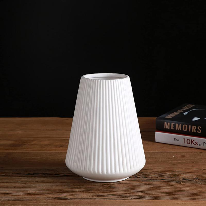 YHOMBES フラワーベース 花瓶 陶器 和風 花器 ブラック 北欧 つや消し面 大 かびん 手作り ホワイト [2]