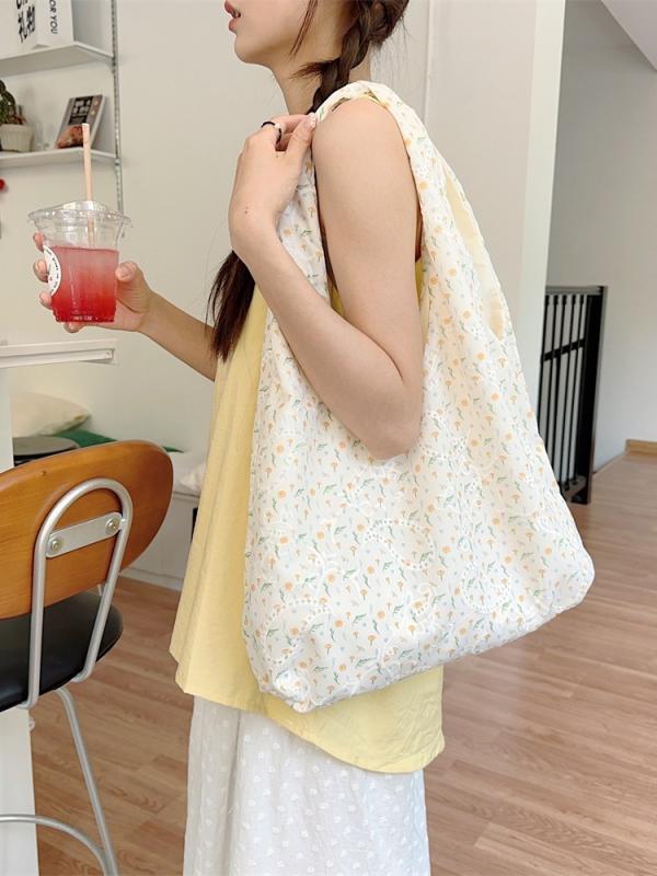 トートバッグ 女性用 学生 通勤 刺繍 花柄 帆布 ショルダーバッグ 大容量 縦型 方形 ソフト素材 紫花 蒲公英 街頭潮流 日常 使い 敞口 ジッパー内ポケット カードポケット ダブルストラップ