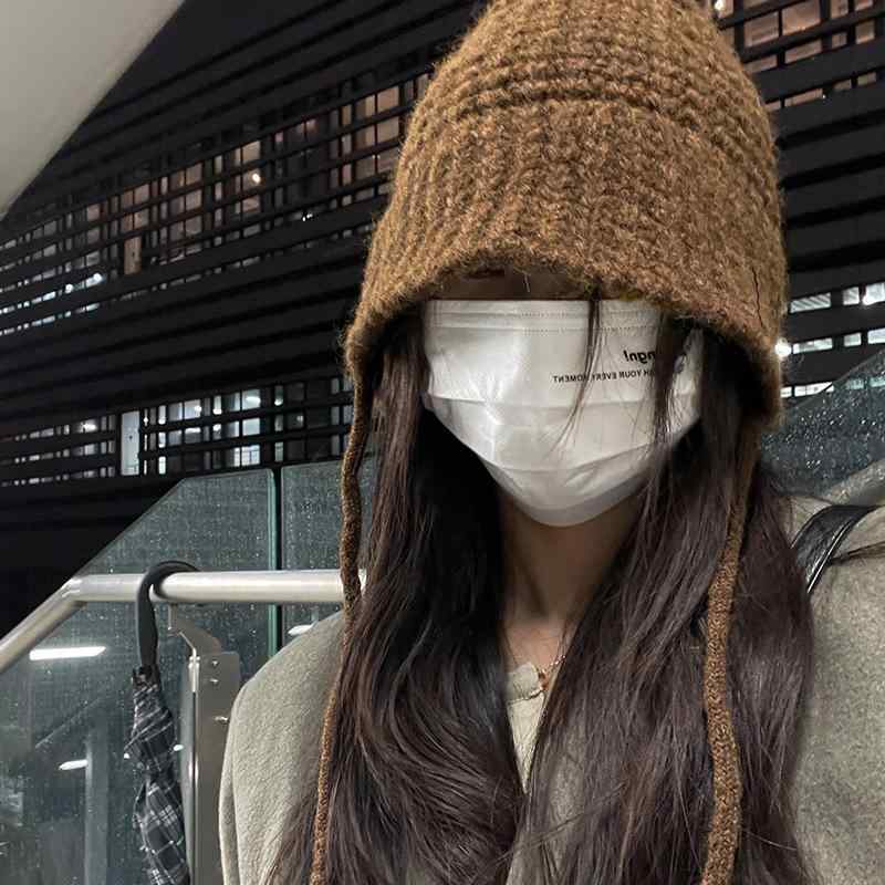 ニット帽 女性用 冬 保暖 耳当て フィッシャーマン かわいい 日系 透気 腈纶 素材 ...