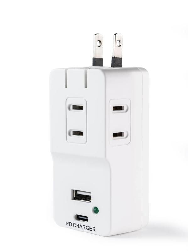 TOP-FLEX USBコンセント タップ 3AC口 2USBポート付き 急速充電 雷サージ 1400W 小型 軽量 折り畳み式 ..