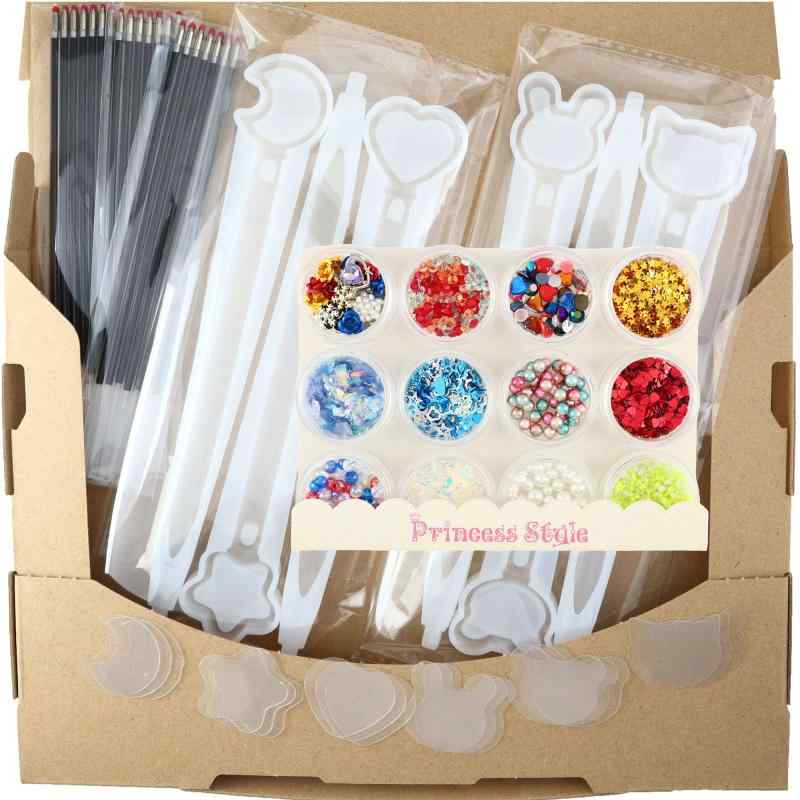 Princess-style UVレジン型 シリコンモールド シャカシャカ シェイカーモールドボールペン型 6種類 18本分消耗品付＋封入用パーツセット