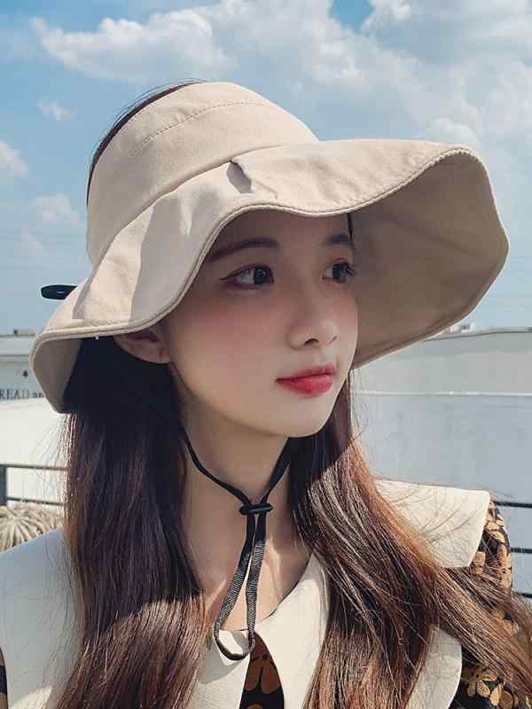 空頂 帽子 女性用 夏 春夏 UVカット 防紫外線 太陽帽 ワイドブリム 蝶結び フィッシャーマン 遮陽 透気 吸湿速乾 調整可能 アクリアル 黄色 卡其色 ブラック ピンク ネイビー 紫 ベージュ レンガ色 夏用 通勤 普段使い アウトドア 軽量 機能