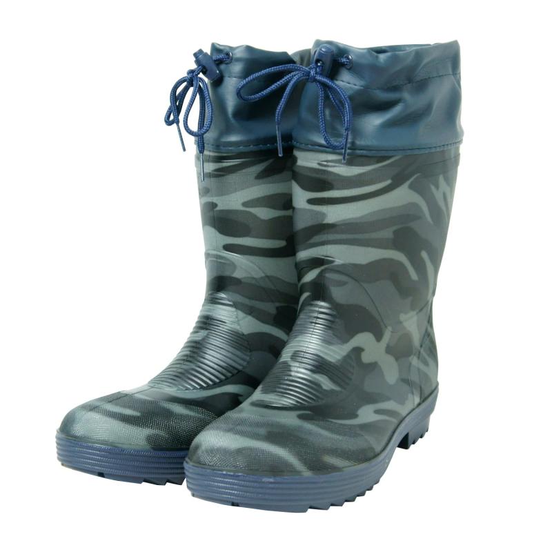 【エースグローブ】 先芯入り 耐油底フード付ショート安全長靴 迷彩グレー WS3850